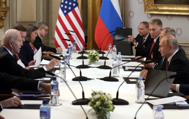 US President Joe Biden (L) told Russian President Vladimir Putin (R) in their Geneva summi