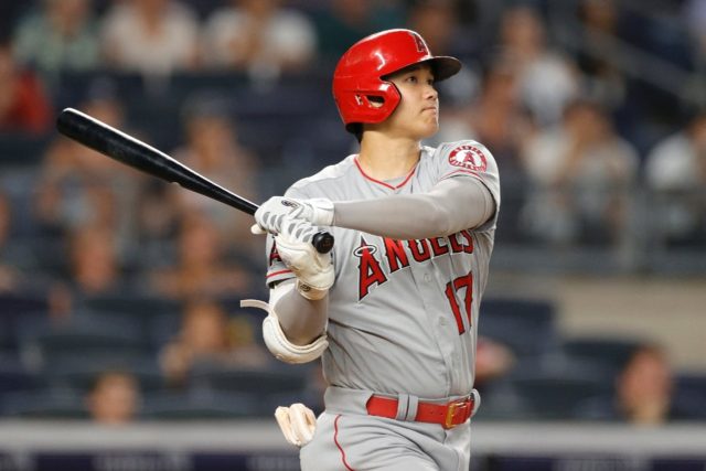 Shohei Ohtani smashes the second of two home runs in the Los Angeles Angels' games against