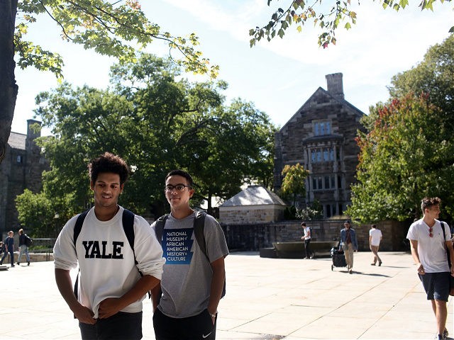 NEW HAVEN, CT - SEPTEMBER 27: Students walk through the campus of Yale University on the day the U.S. Senate Judiciary Committee was holding hearings for testimony from Dr. Christine Blasey Ford and Supreme Court nominee Brett Kavanaugh September 27, 2018 in New Haven, Connecticut. Blasey Ford, a professor at …