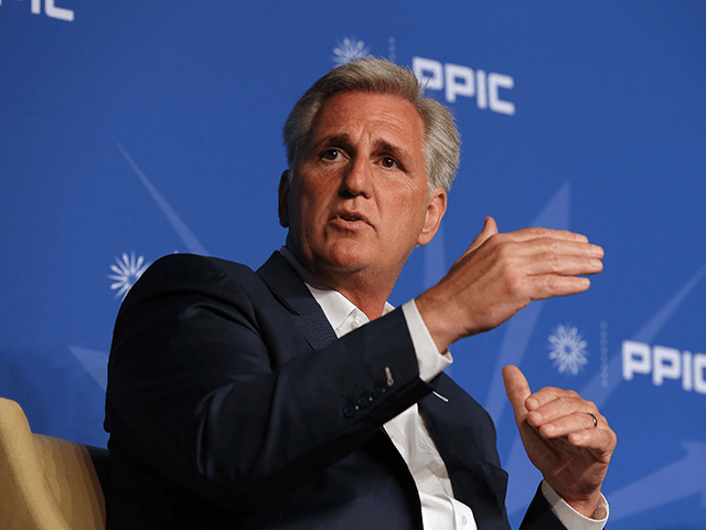 IN this Aug. 15, 2018, file photo, Rep. Kevin McCarthy, R-Calif., answers a question durin
