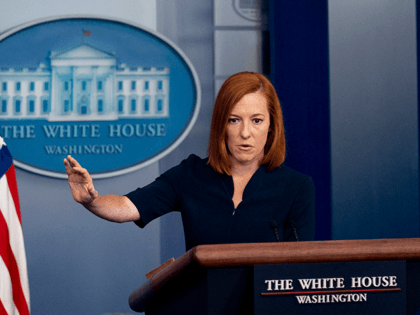 White House press secretary Jen Psaki speaks at a press briefing at the White House in Was