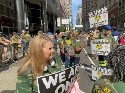 NEW YORK, NY- JULY 28: Striking Alabama Coal Miners Protest At Blackrock Offices In New York City on July 28, 2021. Credit: Rainmaker Photos/MediaPunch
