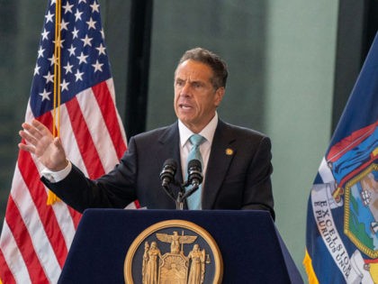NEW YORK, NY - JUNE 15: New York Gov. Andrew Cuomo speaks during a press conference at One World Trade Center on June 15, 2021 in New York City. The Governor announced that 70% of New York State's adult population has received at least one dose of the COVID-19 vaccine. …