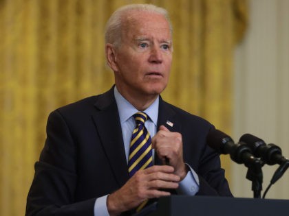 WASHINGTON, DC - JULY 08: U.S. President Joe Biden speaks during an East Room event on troop withdrawal from Afghanistan at the White House July 8, 2021 in Washington, DC. President Biden spoke on the current situation and the role of the U.S. going forward in Afghanistan after he had …