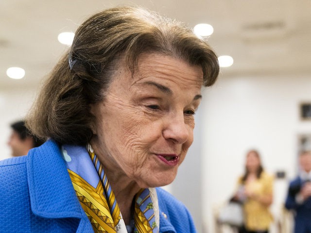 Sen. Dianne Feinstein, D-Calif., walks to take the Senate subway following the procedural vote on the For the People Act that would overhaul the election system and voting rights, at the Capitol in Washington, Tuesday, June 22, 2021. The motion to proceed to debate failed. (AP Photo/Manuel Balce Ceneta)