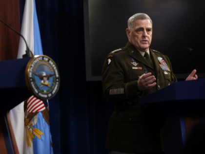 ARLINGTON, VIRGINIA - JULY 21: U.S. Chairman of Joint Chiefs of Staff Gen. Mark Milley participates in a news briefing at the Pentagon July 21, 2021 in Arlington, Virginia. Secretary of Defense Lloyd Austin and Gen. Milley held a news briefing to discuss various topics including the U.S. withdrawal from …