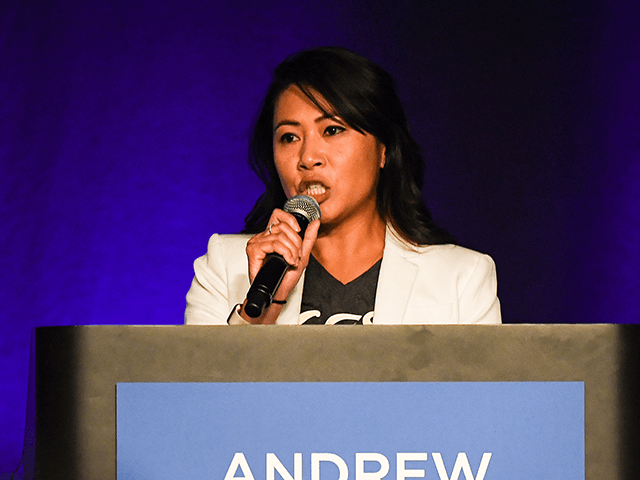 Congresswoman Stephanie Murphy addresses the crowd during a campaign rally in support for