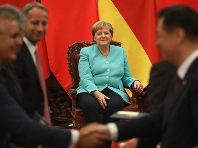 BEIJING, CHINA - SEPTEMBER 06: Chancellor of Germany Angela Merkel attends the signing cer