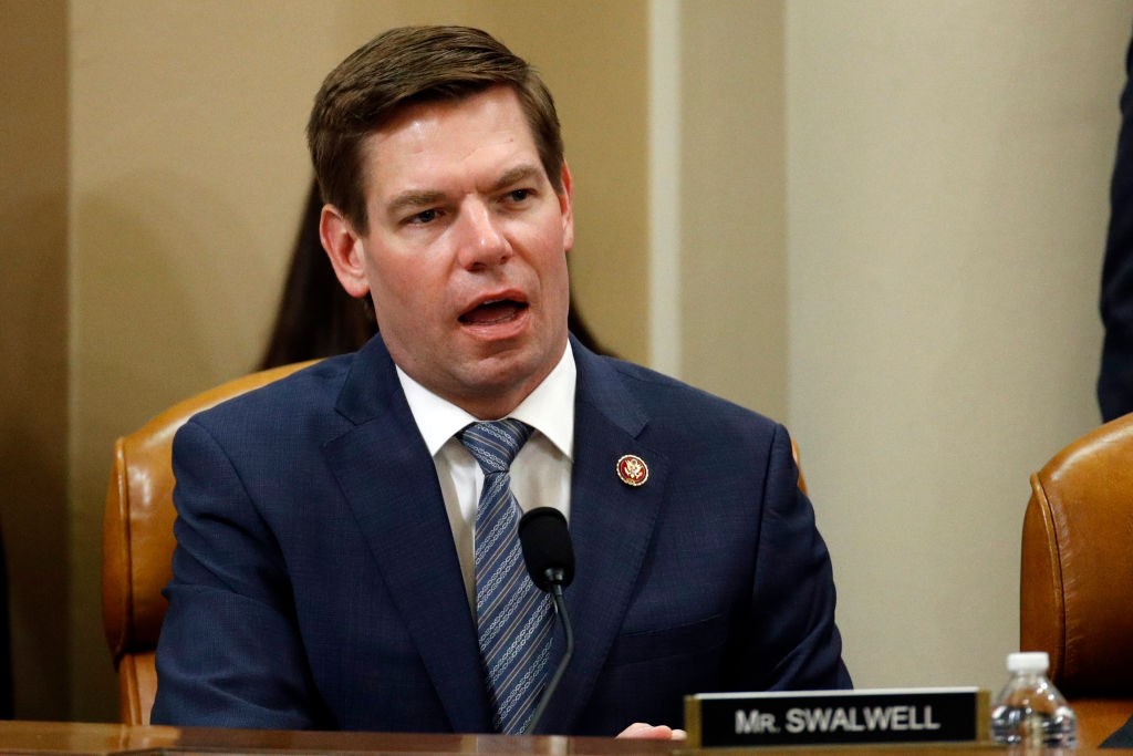 WASHINGTON, DC - DECEMBER 13: Rep. Eric Swalwell, D-Calf., votes to approve the second article of impeachment as the House Judiciary Committee holds a public hearing to vote on the two articles of impeachment against U.S. President Donald Trump in the Longworth House Office Building on Capitol Hill December 13, 2019 in Washington, DC. The articles charge Trump with abuse of power and obstruction of Congress. House Democrats claim that Trump posed a 'clear and present danger' to national security and the 2020 election based on his dealings with Ukraine. (Photo by Patrick Semansky-Pool/Getty Images)