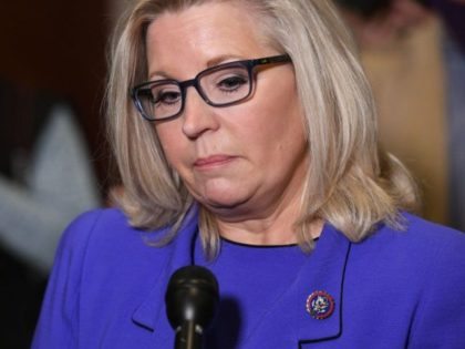 US Representative Liz Cheney, Republican of Wyoming, speaks to the media at the US Capitol in Washington, DC, on May 12, 2021. - House Republicans vote Wednesday on ousting anti-Trump conservative Cheney from her leadership role will almost certainly confirm that the party out of power in Washington is casting …