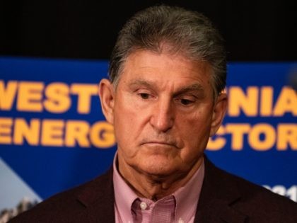 MORGANTOWN, WV - JUNE 03: U.S. Sen. Joe Manchin (D-WV) attends a news conference at the Marriott Hotel at Waterfront Place June 3, 2021 in Morgantown, West Virginia. Manchin was on hand for the announcement of an agreement between Steel of West Virginia, Dominion Energy and Orsted Offshore North America …