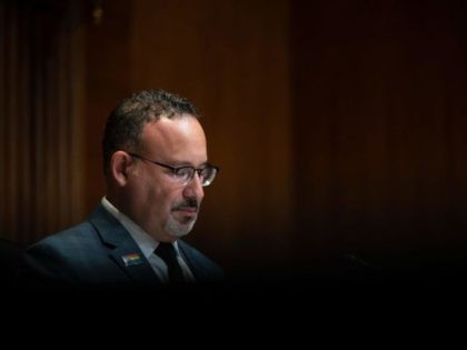 Education Secretary Miguel Cardona testifies before the Labor, Health and Human Services, Education and Related Agencies Subcommittee on Capitol Hill in Washington, DC, on June 16, 2021. (Photo by JIM WATSON / AFP) (Photo by JIM WATSON/AFP via Getty Images)