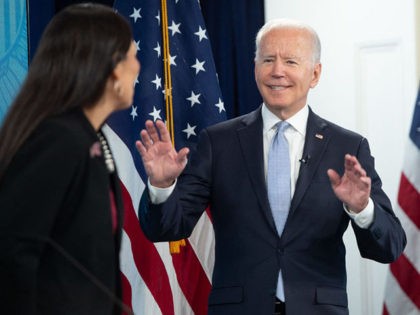 US President Joe Biden arrives for a briefing on wildfires ahead of the wildfire season with cabinet members, including Secretary of the Interior Deb Haaland (L), government officials, as well as governors of several western states, in the Eisenhower Executive Office Building in Washington, DC, June 30, 2021. (Photo by …