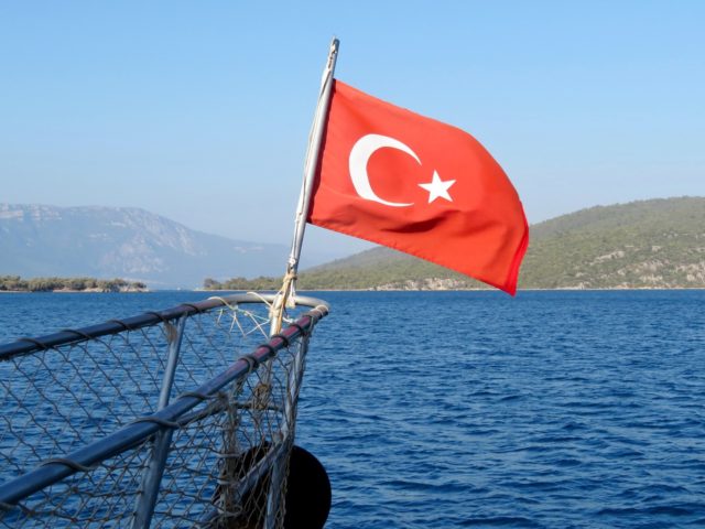 Turkish coast at summer, view to Mediterranean sea with islands