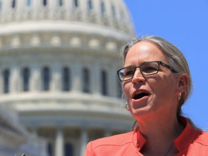 WASHINGTON, DC - MAY 19: Rep. Carolyn Bourdeaux (D-GA) speaks during a news conference with fellow New Democrat Coalition members outside the U.S. Capitol on May 19, 2021 in Washington, DC. Coalition members highlighted their policy and legislation priorities around infrastructure. (Photo by Chip Somodevilla/Getty Images)