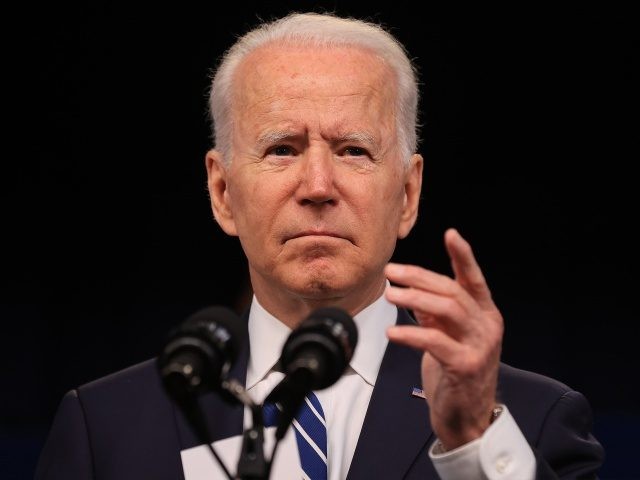 WASHINGTON, DC - JULY 02: U.S. President Joe Biden delivers remarks about the June jobs report in the South Court Auditorium in the Eisenhower Executive Office Building on July 02, 2021 in Washington, DC. Exceeding expectations, the U.S. economy added 850,000 jobs in June and the unemployment rate settled at …