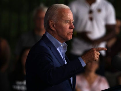 ARLINGTON, VIRGINIA - JULY 23: U.S. President Joe Biden gestures as he speaks at a campaign event for Virginia gubernatorial candidate Terry McAuliffe (D-VA) at the Lubber Run Community Center on July 22, 2021 in Arlington, Virginia. President Biden joined McCauliffe to help campaign, marking the President’s return to the …