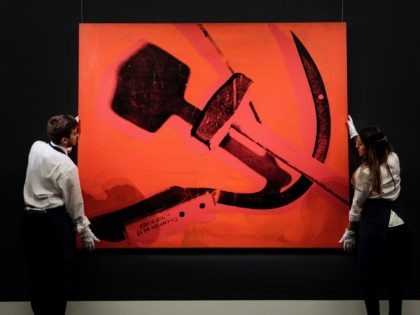 LONDON, ENGLAND - APRIL 07: Andy Warhol's 'Hammer and Sickle' (est. $6-8 million), never b