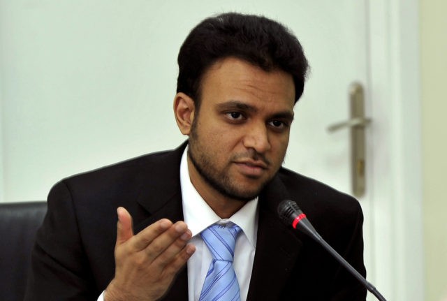 Rashad Hussain, US envoy to the Organisation of the Islamic Conference (OIC), speaks during a press conference in the Saudi coastal city of Jeddah on May 9, 2010. Hussain met with OIC assistant secretary general Abdullah Alem to discuss ways to implement US President Barack Obama's pledges in a speech …