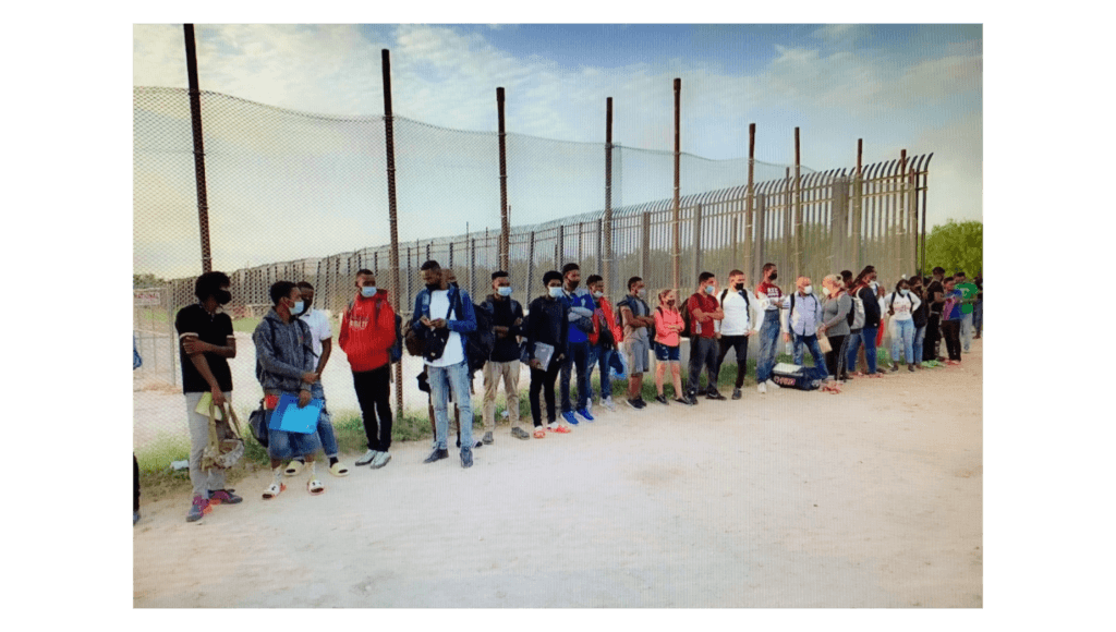 Del Rio Station Border Patrol agents process a large group of Haitian migrants who illegally crossed the border. (Photo: Randy Clark/Breitbart Texas)