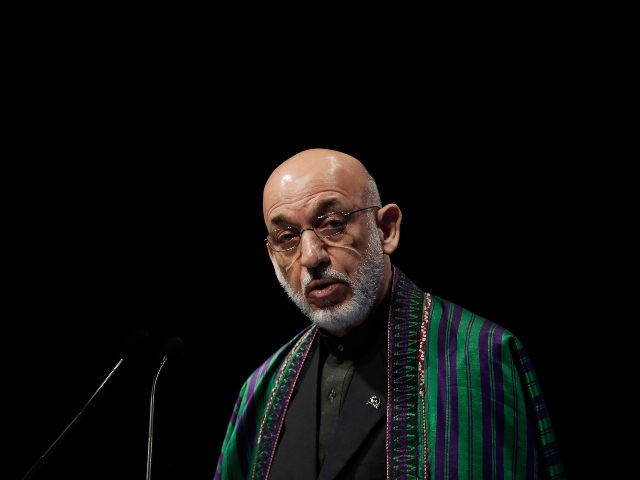 LONDON, ENGLAND - OCTOBER 29: H.E. Hamid Karzai, President of the Islamic Republic of Afghanistan speaks during the Opening Ceremony & Leaders Panel at the 9th World Islamic Economic Forum at ExCel on October 29, 2013 in London, England. (Photo by Matthew Lloyd/Getty Images for 9th World Islamic Economic Forum)