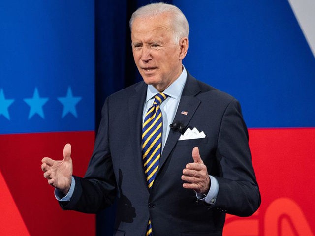 US President Joe Biden participates in a CNN town hall at the Pabst Theater in Milwaukee,
