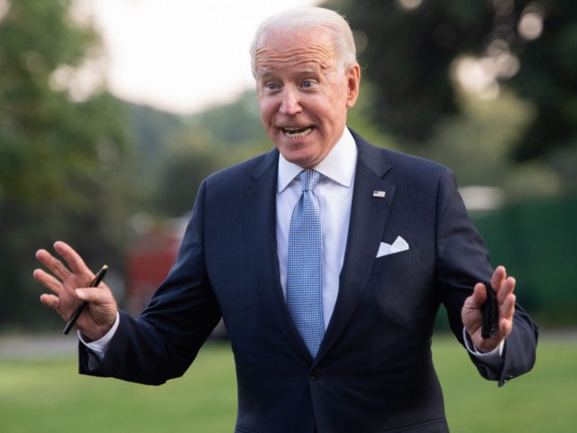 US President Joe Biden speaks to the media as he walks to Marine One prior to departure from the South Lawn of the White House in Washington, DC, July 29, 2021, as he travels to Walter Reed National Military Medical Center in Maryland where First Lady Jill Biden is having …