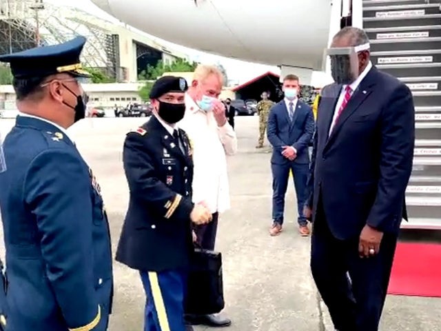 Defense Secretary Lloyd Austin Touches Down in the Philippines Sporting Face Shield