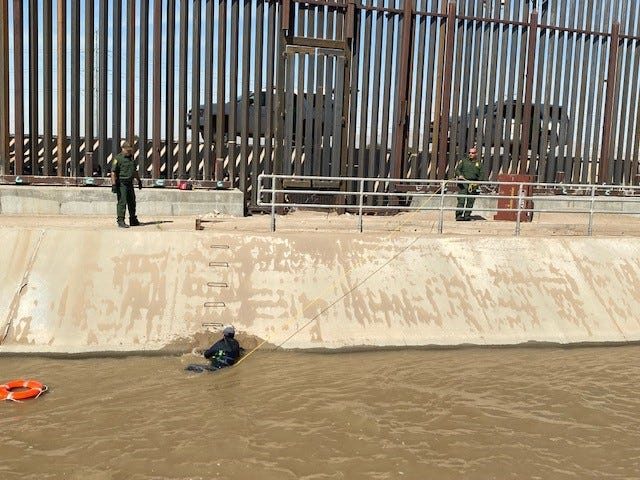 El Paso Sector Border Patrol agents rescue migrants in a canal along the Texas-Mexico border. (File Photo: U.S. Border Patrol/El Paso Sector)