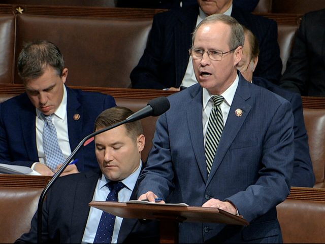 Rep. Greg Murphy, R-N.C., speaks as the House of Representatives debates the articles of impeachment against President Donald Trump at the Capitol in Washington, Wednesday, Dec. 18, 2019. (House Television via AP)