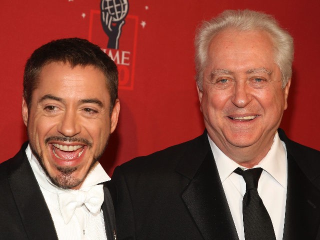 NEW YORK - MAY 08: Actor Robert Downey Jr. and father Robert Downey Sr. arrive at TIME&#03