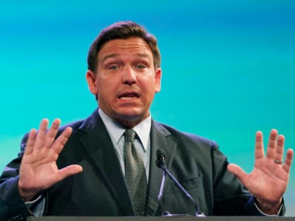 Florida Gov. Ron DeSantis speaks during the American Legislative Exchange Council Wednesda