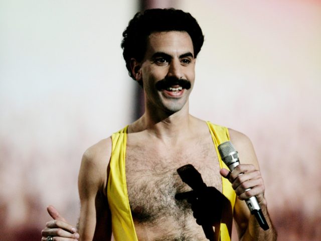 LISBON, PORTUGAL - NOVEMBER 03: Borat performs on stage at the 12th annual MTV Europe Music Awards 2005 at the Atlantic Pavilion on November 3, 2005 in Lisbon, Portugal. (Photo by Getty Images/Getty Images for MTV)