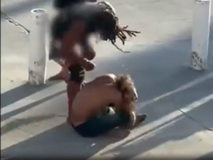 Homeless man allegedly attacked in Venice Beach, California. Screenshot.