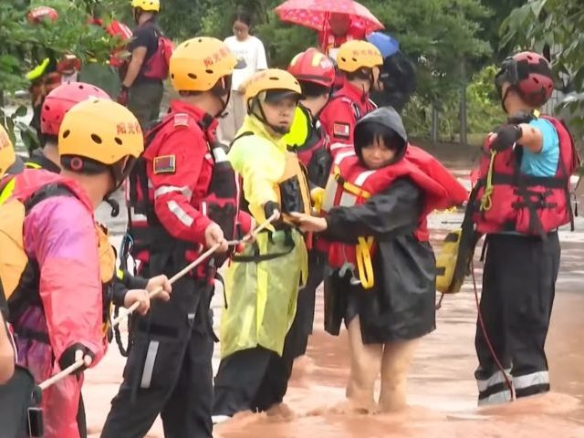 Flooding in Sichuan, China. Screenshot via YouTube.