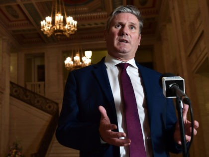 BELFAST, NORTHERN IRELAND - JULY 08: Labour leader Sir Keir Starmer attends a press conference at Stormont on July 8, 2021 in Belfast, Northern Ireland. Starmer is on a two-day visit where he is expected to meet with leaders of Northern Irelands political parties, senior police officers, Troubles victims and …