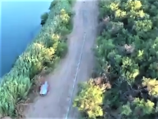 Texas Military Forces begin construction of border fencing along an unsecured section of the border near Del Rio. (Texas DPS Drone Video Screenshot)