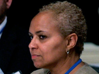 In this May 31, 2008 file photo, Tina Flournoy, then Democratic National Committee Rules and Bylaws committee member, during a hearing in Washington. Vice President-elect Kamala Harris has named veteran Democratic strategist Tina Flournoy as her chief of staff. (AP Photo/Susan Walsh)