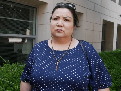 Zumrat Dawut, a Uyghur survivor of a concentration camp in Xinjiang, China, talks to Breitbart News, July 5, 2021