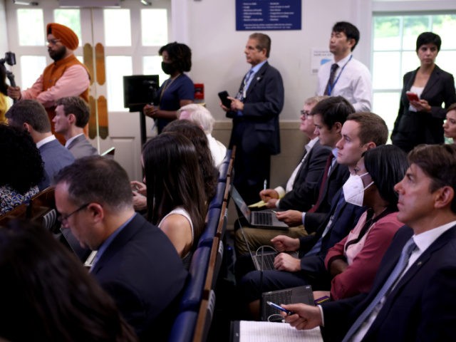 WASHINGTON, DC - JULY 27: Reporters listen as White House Press Secretary Jen Psaki speaks