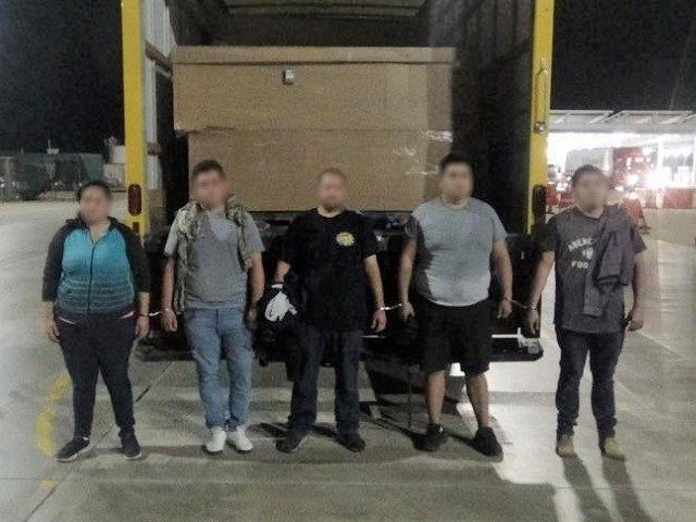 Laredo North Station Border Patrol agents find five migrants locked inside a yellow rental box truck. (Photo: Laredo Sector/U.S. Border Patrol)