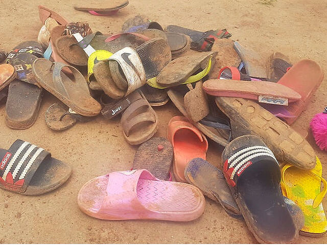 Shoes of abducted boarding school students lie on the floor after 140 boarding students of Bethel Baptist School were kidnapped by gunmen in Kaduna, northwestern Nigeria, on July 5, 2021. - Gunmen kidnapped 140 students from a boarding school in northwestern Nigeria on July 5, 2021, a school official said, …