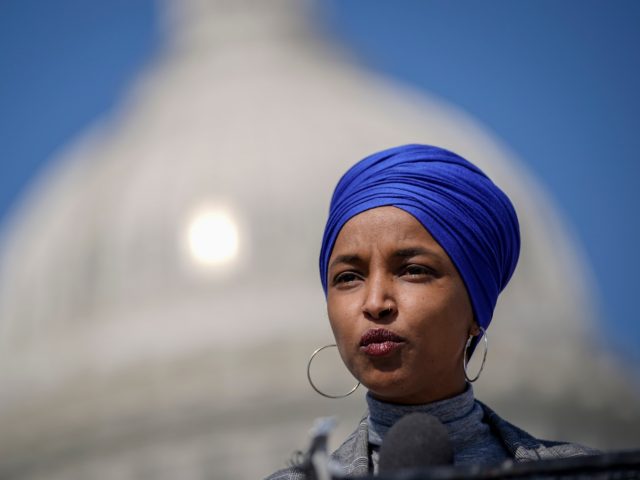 WASHINGTON, DC - MARCH 11: Rep. Ilhan Omar (D-MN) speaks during a news conference to discu