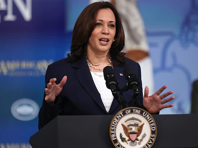 WASHINGTON, DC - APRIL 15: U.S. Vice President Kamala Harris delivers remarks about the Bi