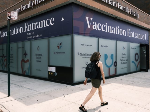 NEW YORK CITY - JULY 26: A doctor's office advertises the Covid-19 vaccine in a neighborhood near Brighton Beach on July 26, 2021 in the Brooklyn borough of New York City. Due to the rapidly spreading Delta variant, New York City Mayor Bill de Blasio has announced that the city …