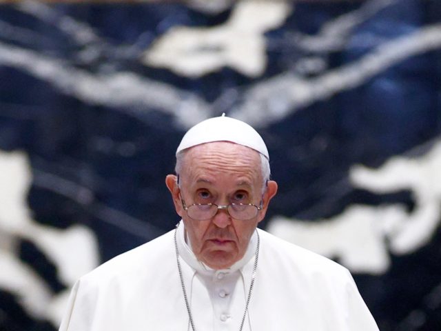 Pope Francis leads a prayer with Lebanon's Christian leaders on a day of reflection and prayer for Lebanon, at the St Peter's Basilica at the Vatican on July 1, 2021. (Photo by Guglielmo MANGIAPANE / POOL / AFP) (Photo by GUGLIELMO MANGIAPANE/POOL/AFP via Getty Images)