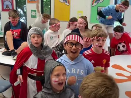 Small Children Cheering England Team Branded ‘Sea of Aggressive White Faces’