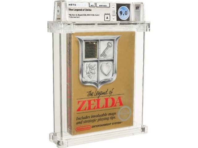 The "Legend of Zelda" cartridge, dated to 1987, is still in its original packaging