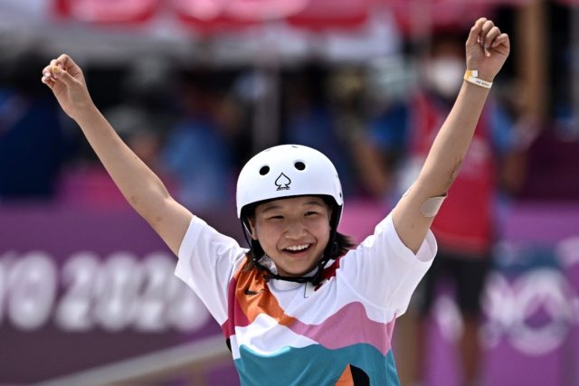 Japan's Momiji Nishiya, 13, gave the hosts a clean-sweep of titles in street skateboarding