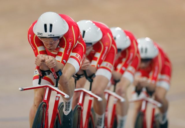 Rasmus Pedersen was part of the Danish team that broke the team pursuit world record at th